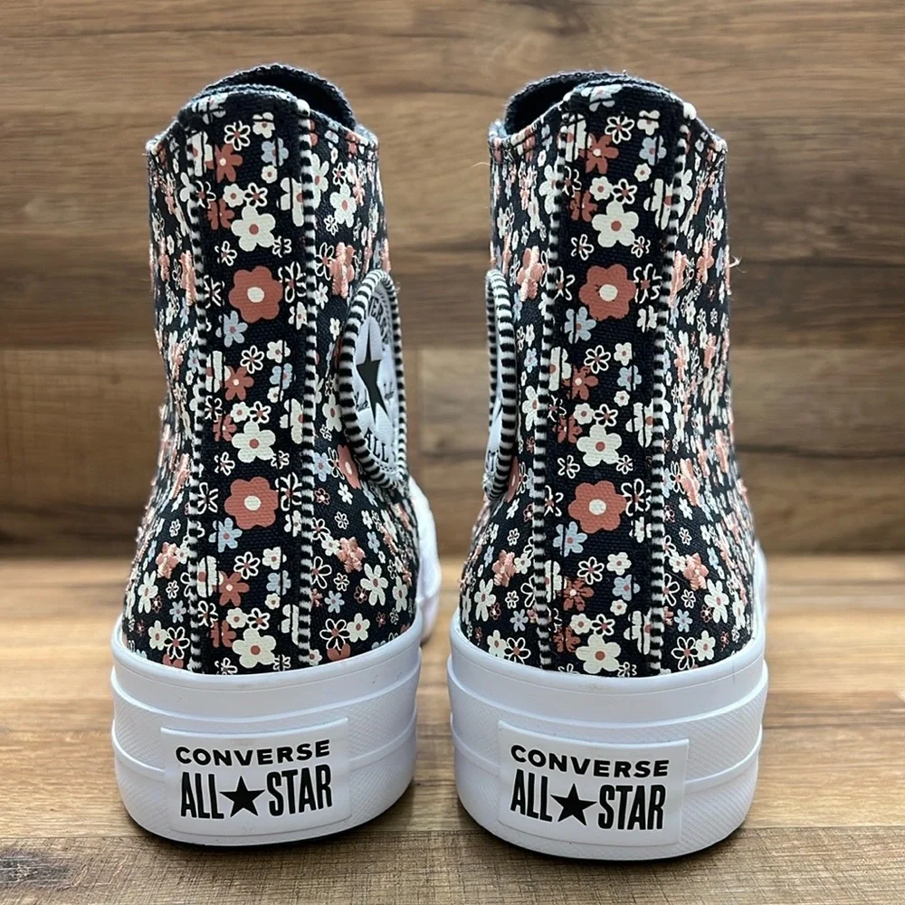 Converse Women's Floral High-Top Sneakers - Black and White